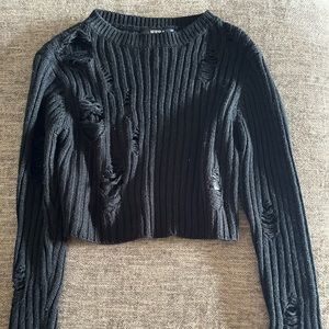 Distressed cropped sweater